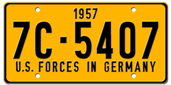 U.S. FORCES IN GERMANY LICENSE PLATE ISSUED IN 1957 - 