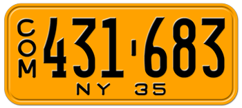 1935 COMMERCIAL NEW YORK STATE LICENSE PLATE--