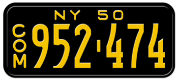 1950 COMMERCIAL NEW YORK STATE LICENSE PLATE--