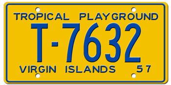 1957 US VIRGIN ISLANDS LICENSE PLATE--