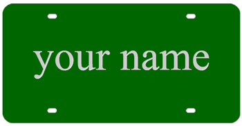 GREEN LASER LICENSE PLATE WITH MIRROR-SILVER NAME
