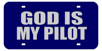 GOD IS MY PILOT BLUE LASER LICENSE PLATE