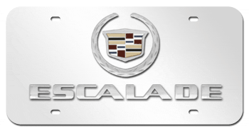 Cadillac 3D Embossed Crest Logo Mirror Chrome Metal License Plate Frame 