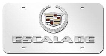 NEW CADILLAC CHROME EMBLEM & ESCALADE NAME 3D MIRROR LICENSE PLATE