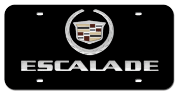 NEW CADILLAC CHROME EMBLEM & ESCALADE NAME 3D BLACK LICENSE PLATE