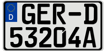 GERMAN LICENSE PLATE USA SIZE -EMBOSSED WITH YOUR CUSTOM NUMBER