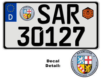 GERMAN LICENSE PLATE SAARLAND/SAARBRÜCKEN USA SIZE -