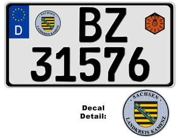 GERMAN LICENSE PLATE SACHSEN USA SIZE -EMBOSSED WITH YOUR CUSTOM NUMBER