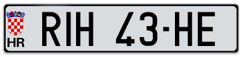 CROATIA EURO LICENSE PLATE - EMBOSSED WITH YOUR CUSTOM NUMBER