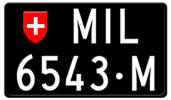 SWITZERLAND  (SWISS) MILITARY SQUARE EURO LICENSE PLATE - 