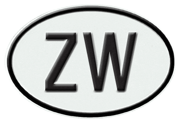 ZIMBABWE INTERNATIONAL IDENTIFICATION OVAL PLATE