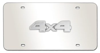 4X4 CHROME EMBLEM 3D MIRROR LICENSE PLATE