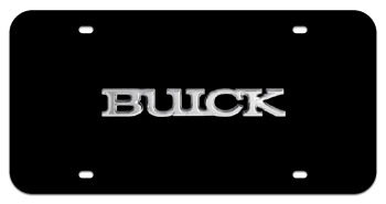 BUICK CHROME NAME 3D BLACK LICENSE PLATE