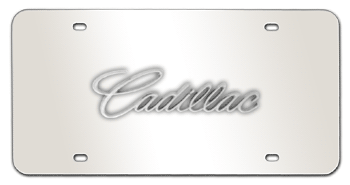 CADILLAC CURSIVE CHROME NAME 3D MIRROR LICENSE PLATE