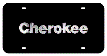 CHEROKEE CHROME NAME 3D BLACK LICENSE PLATE