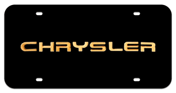 CHRYSLER GOLD NAME 3D BLACK LICENSE PLATE