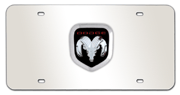 DODGE CHROME EMBLEM 3D MIRROR LICENSE PLATE