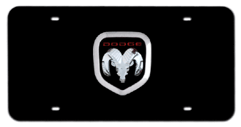 DODGE CHROME EMBLEM 3D BLACK LICENSE PLATE