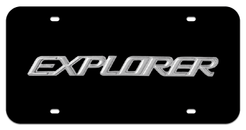 EXPLORER CHROME NAME 3D BLACK LICENSE PLATE