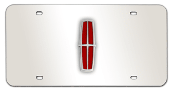 LINCOLN CHROME RED EMBLEM 3D MIRROR LICENSE PLATE
