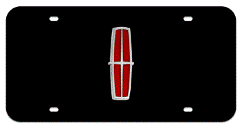 LINCOLN CHROME RED EMBLEM 3D BLACK LICENSE PLATE