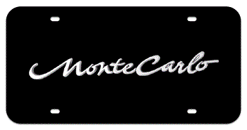 MONTE CARLO CHROME NAME 3D BLACK LICENSE PLATE