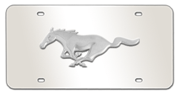 MUSTANG PONY CHROME EMBLEM 3D MIRROR LICENSE PLATE