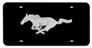 MUSTANG PONY CHROME EMBLEM 3D BLACK LICENSE PLATE