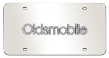 OLDSMOBILE CHROME NAME 3D MIRROR LICENSE PLATE