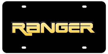 RANGER GOLD LASER CUT NAME 3D BLACK LICENSE PLATE