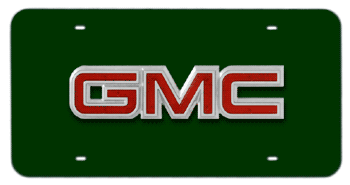 GMC CHROME EMBLEM 3D GREEN LICENSE PLATE
