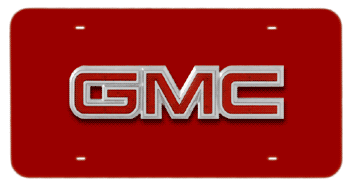 GMC CHROME EMBLEM 3D RED LICENSE PLATE