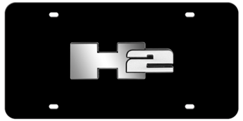 H2 CHROME EMBLEM 3D BLACK LICENSE PLATE