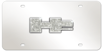 AUSTRIAN CRYSTAL FILLED H2 EMBLEM 3D MIRROR LICENSE PLATE