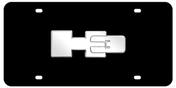 H3 CHROME EMBLEM 3D BLACK LICENSE PLATE