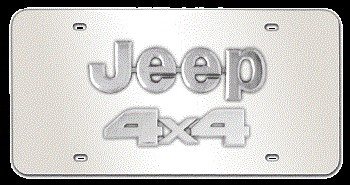 JEEP CHROME NAME & 4X4 EMBLEM 3D MIRROR LICENSE PLATE