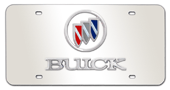 BUICK SHIELD CHROME EMBLEM & NAME 3D MIRROR LICENSE PLATE