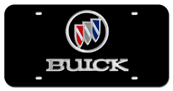 BUICK SHIELD CHROME EMBLEM & NAME 3D BLACK LICENSE PLATE