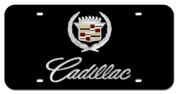 CADILLAC CHROME EMBLEM & CURSIVE NAME 3D BLACK LICENSE PLATE