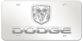 DODGE RAM CHROME EMBLEM & DODGE NAME 3D MIRROR LICENSE PLATE