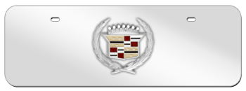 CADILLAC CHROME EMBLEM 3D MIRROR MID-SIZE LICENSE PLATE