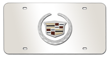 NEW CADILLAC CHROME EMBLEM 3D MIRROR LICENSE PLATE