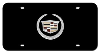 NEW CADILLAC CHROME EMBLEM 3D BLACK LICENSE PLATE