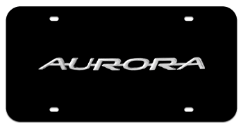 AURORA CHROME NAME 3D BLACK LICENSE PLATE
