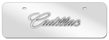 CADILLAC CURSIVE CHROME NAME 3D MIRROR MID-SIZE LICENSE PLATE