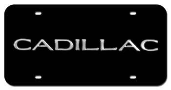 CADILLAC BLOCK CHROME NAME 3D BLACK LICENSE PLATE