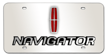 LINCOLN CHROME RED EMBLEM & NAVIGATOR NAME 3D MIRROR LICENSE PLATE