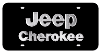 JEEP CHROME NAME & CHEROKEE NAME 3D BLACK LICENSE PLATE