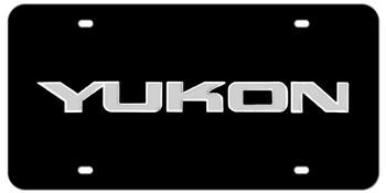 YUKON CHROME NAME 3D BLACK LICENSE PLATE