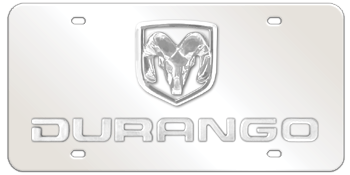 DODGE RAM CHROME EMBLEM & DURANGO NAME 3D MIRROR LICENSE PLATE